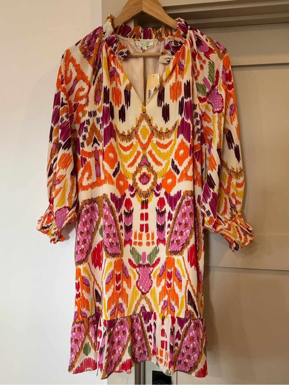 Jade Vibrant Ikat Print Tunic Dress - Multicolor